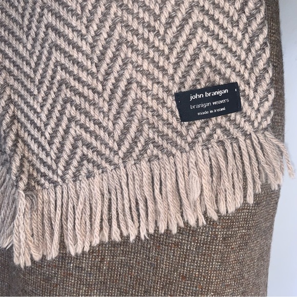 i r i s h :: John Branigan Earthy Irish Long Herringbone Wool Knit Scarf - Picture 9 of 10